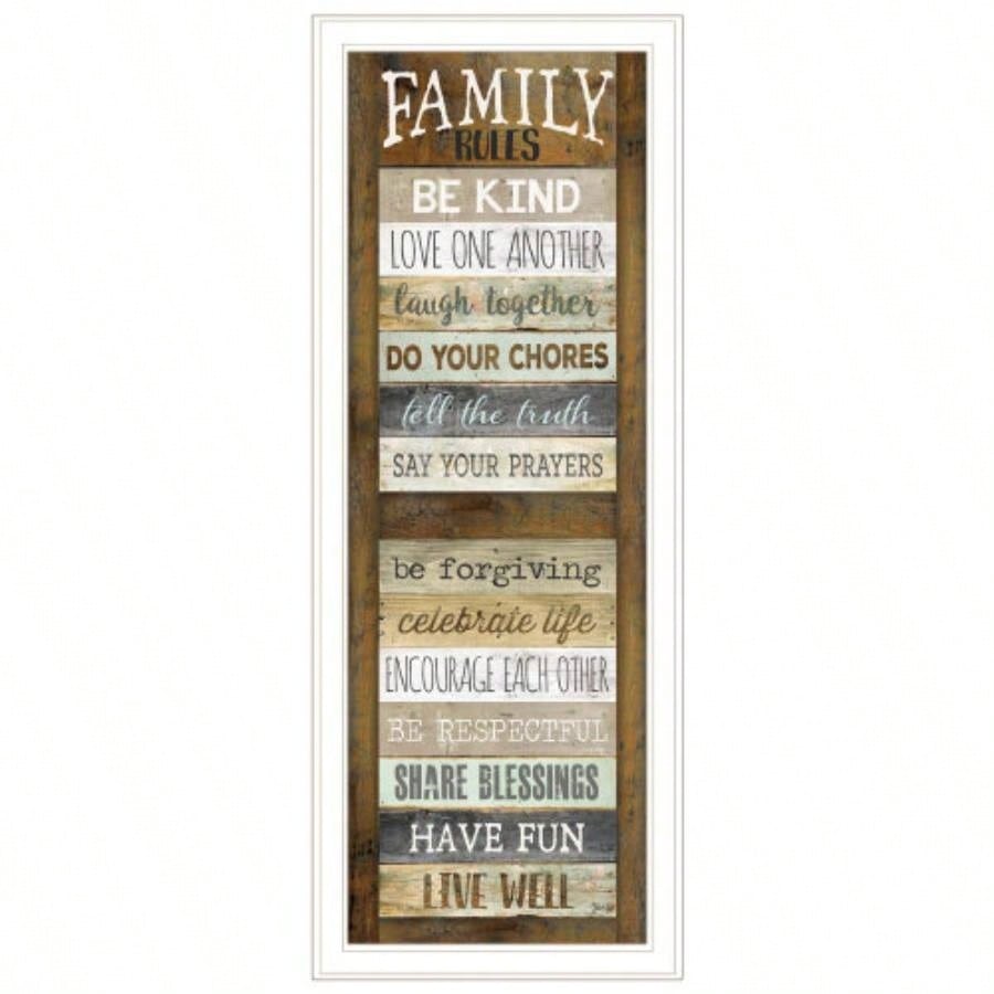 Family Rules Shutter By Marla Rae, Ready to Hang Framed Print, White Frame