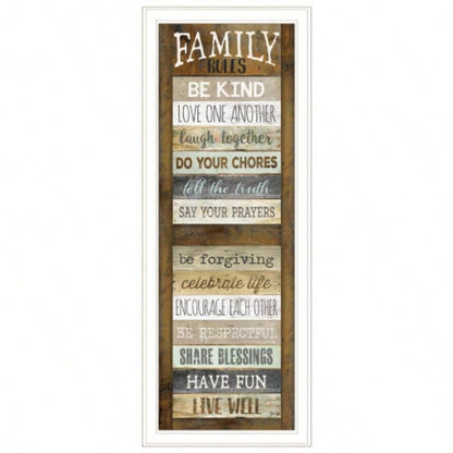 Family Rules Shutter By Marla Rae, Ready to Hang Framed Print, White Frame