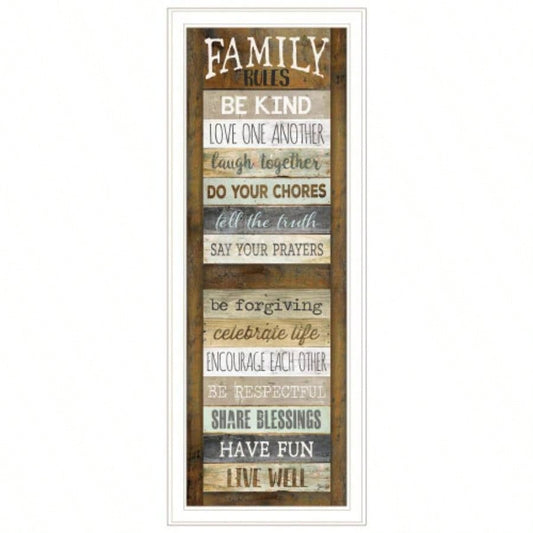 Family Rules Shutter By Marla Rae, Ready to Hang Framed Print, White Frame