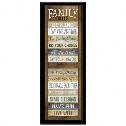 Family Rules Shutter By Marla Rae, Ready to Hang Framed Print, Black Frame