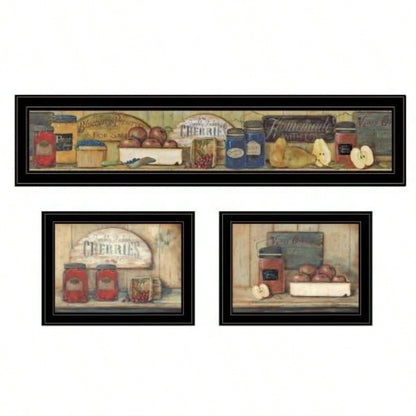 Trendy Decor 4U Country Kitchen Framed Wall Art, Modern Home Decor 3 Piece Vignette Living Room, Bedroom Farmhouse Wall Decoration by Pam Britton