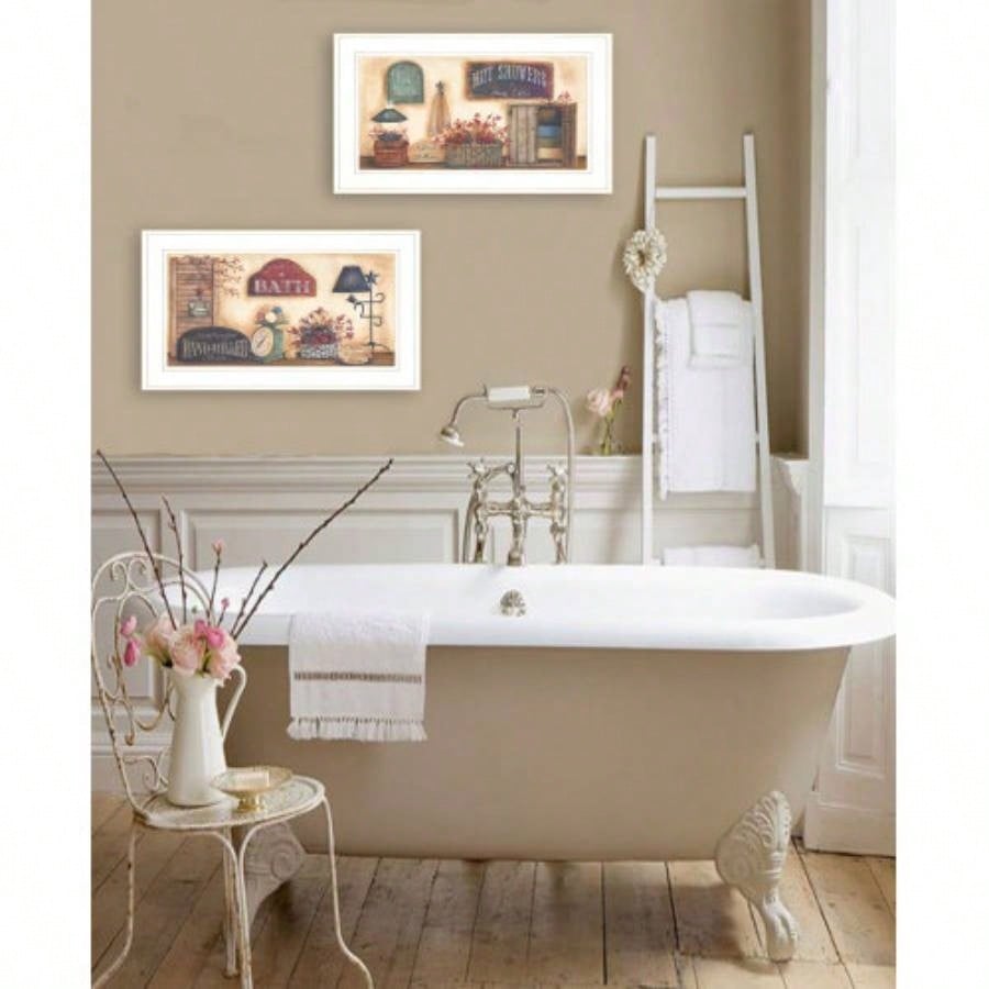 Bath 2 - Piece Vignette By Pam Britton, White Frame