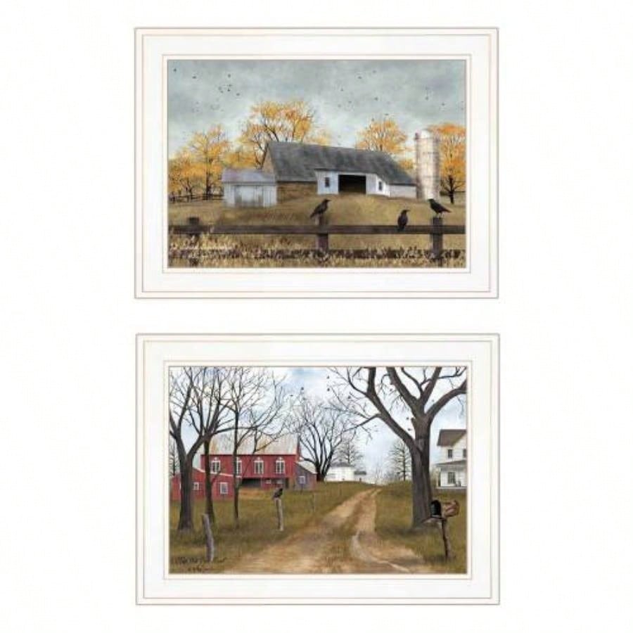 Country Roads 2 - Piece Vignette By Billy Jacobs, White Frame