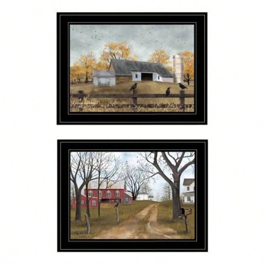 Country Roads 2 - Piece Vignette By Billy Jacobs, Black Frame