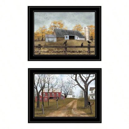 Country Roads 2 - Piece Vignette By Billy Jacobs, Black Frame