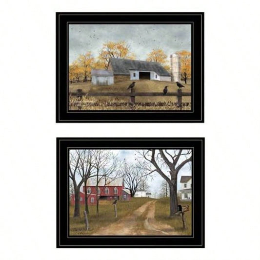 Country Roads 2 - Piece Vignette By Billy Jacobs, Black Frame