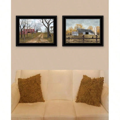 Country Roads 2 - Piece Vignette By Billy Jacobs, Black Frame
