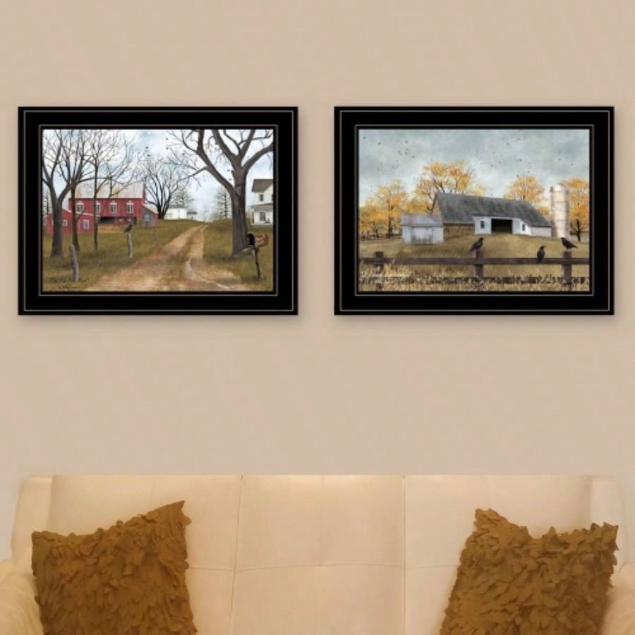 Country Roads 2 - Piece Vignette By Billy Jacobs, Black Frame