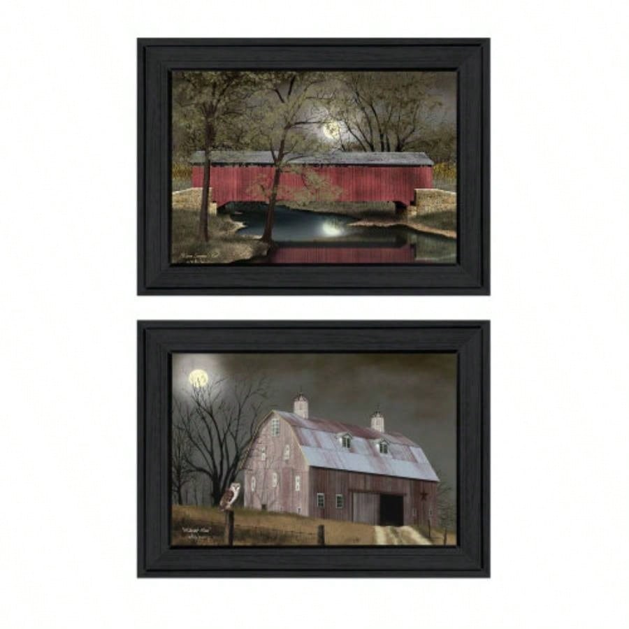 Midnight Moon 2 - Piece Vignette By Billy Jacobs, Black Frame