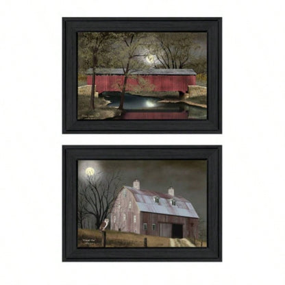 Midnight Moon 2 - Piece Vignette By Billy Jacobs, Black Frame