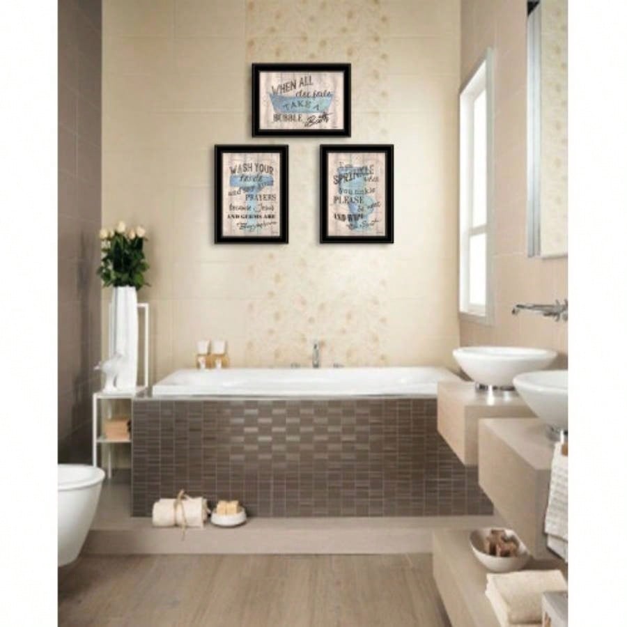 Bathroom Humor 3 - Piece Vignette By Debbie DeWitt, Black Frame