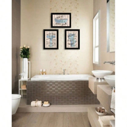Bathroom Humor 3 - Piece Vignette By Debbie DeWitt, Black Frame