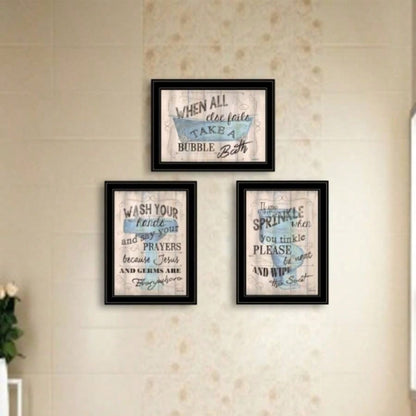 Bathroom Humor 3 - Piece Vignette By Debbie DeWitt, Black Frame