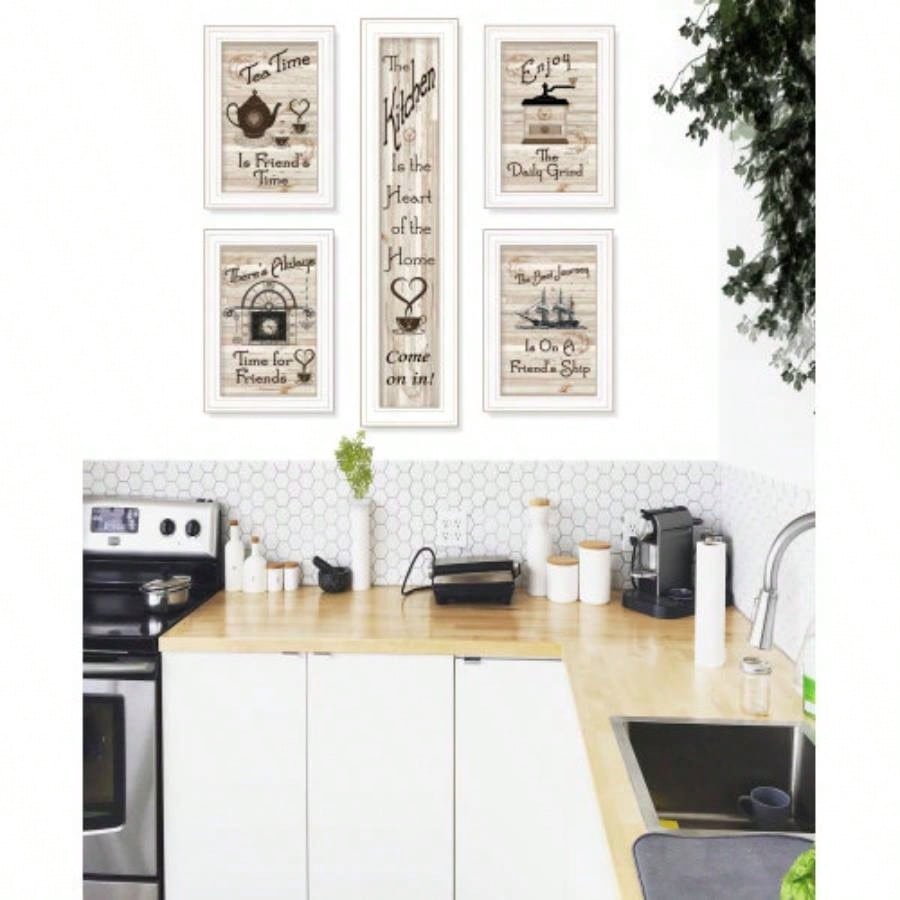 Kitchen Friendship 5 - Piece Vignette By Trendy Decor 4U, White Frame