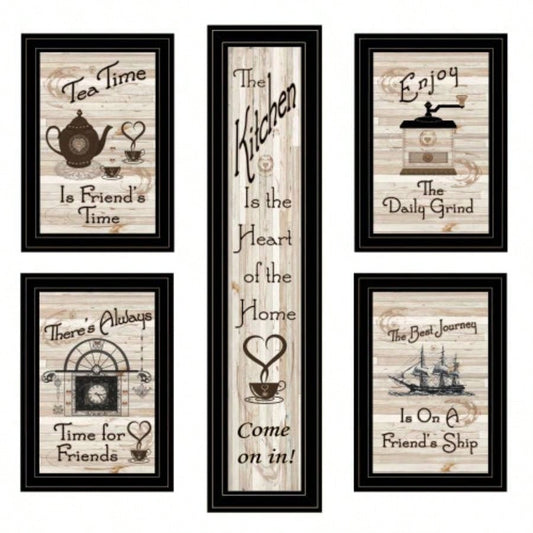 Kitchen Friendship 5 - Piece Vignette By Trendy Decor 4U, Black Frame