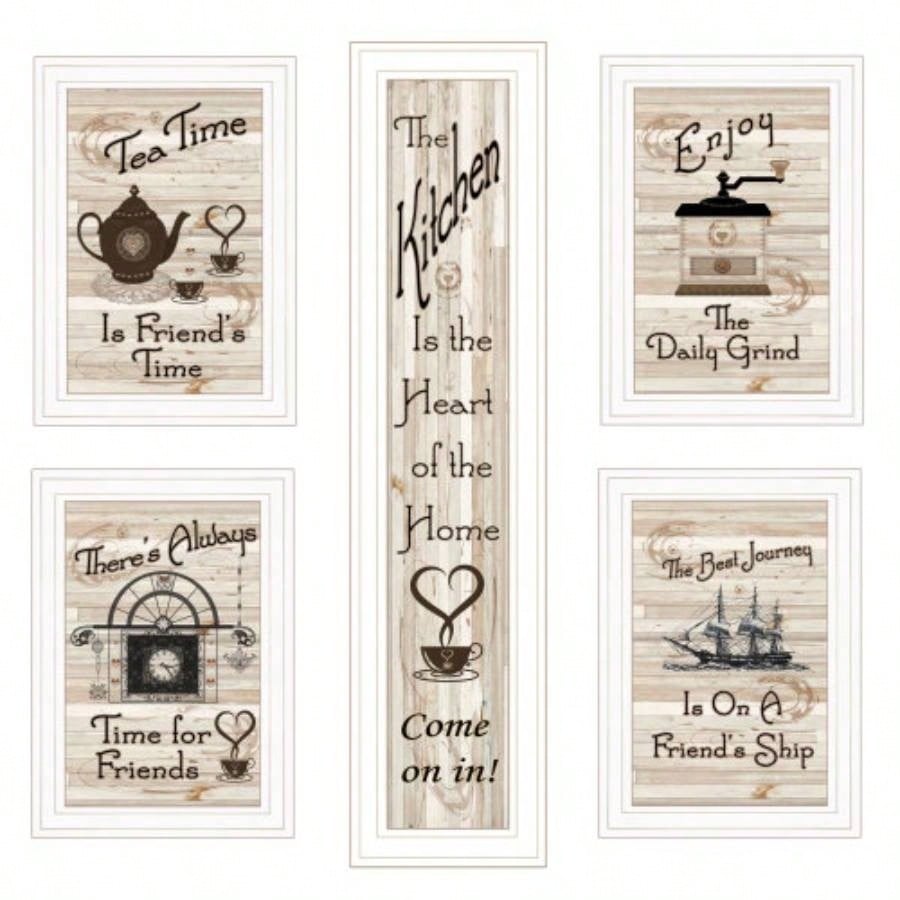 Kitchen Friendship 5 - Piece Vignette By Trendy Decor 4U, White Frame