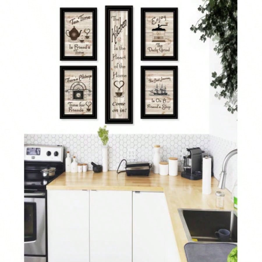 Kitchen Friendship 5 - Piece Vignette By Trendy Decor 4U, Black Frame