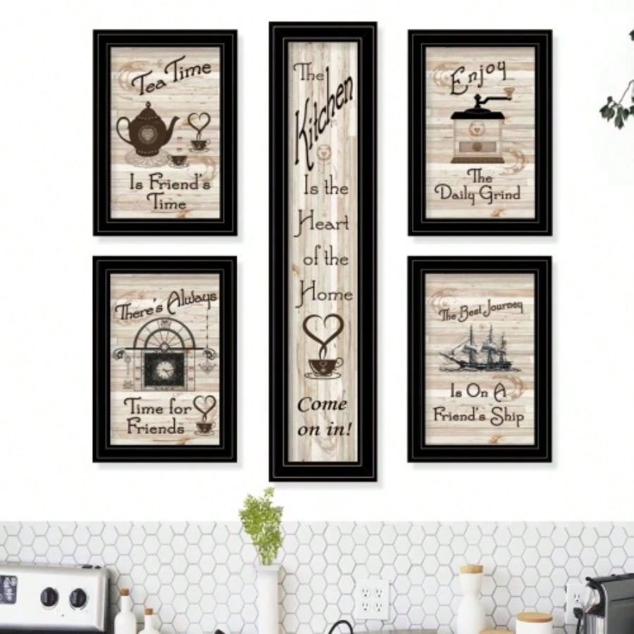 Kitchen Friendship 5 - Piece Vignette By Trendy Decor 4U, Black Frame