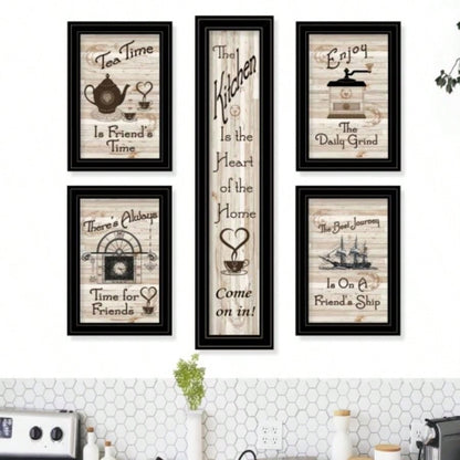 Kitchen Friendship 5 - Piece Vignette By Trendy Decor 4U, Black Frame