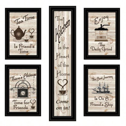 Kitchen Friendship 5 - Piece Vignette By Trendy Decor 4U, Black Frame