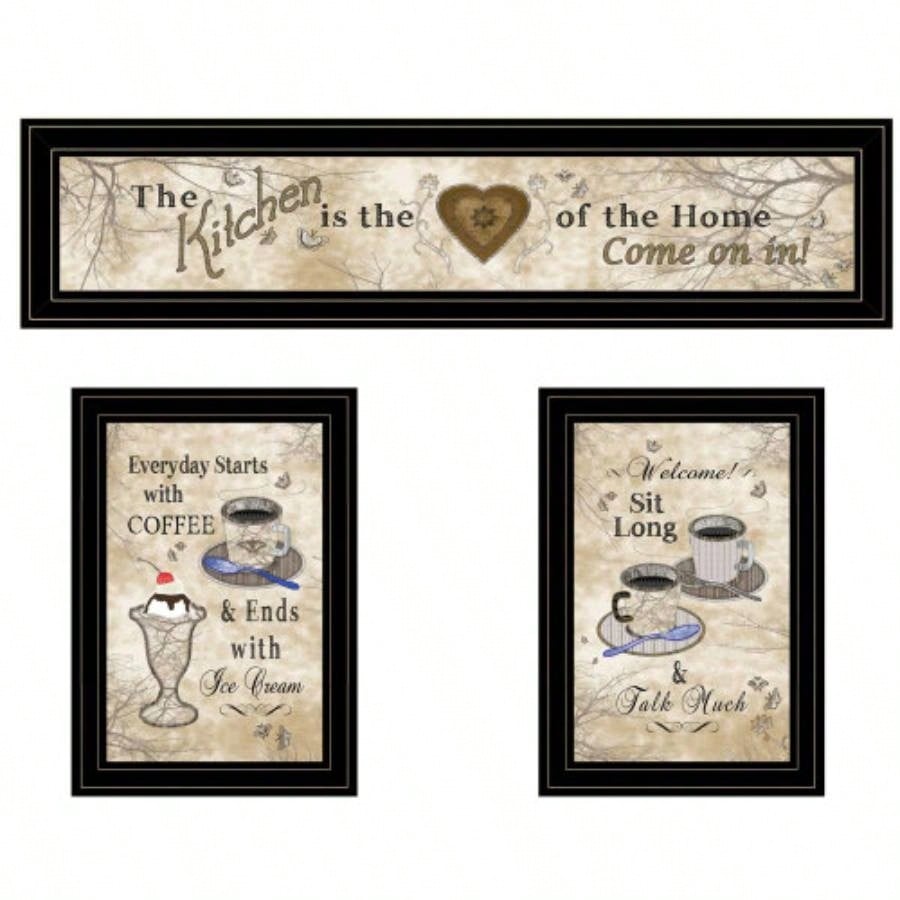 Love of Nature Kitchen 3 - Piece Vignette By Trendy Decor 4U, Black Frame