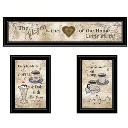 Love of Nature Kitchen 3 - Piece Vignette By Trendy Decor 4U, Black Frame