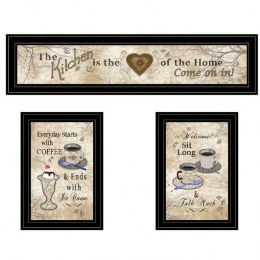 Love of Nature Kitchen 3 - Piece Vignette By Trendy Decor 4U, Black Frame