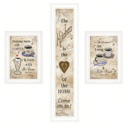 Love of Nature Kitchen 3 - Piece Vignette By Trendy Decor 4U, White Frame