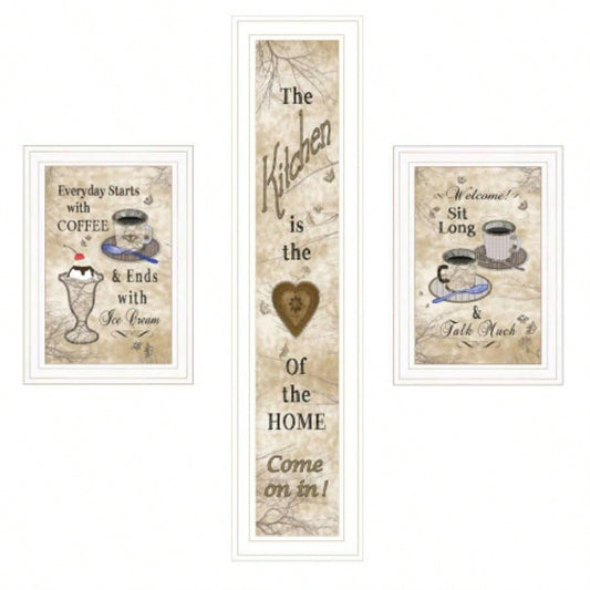 Love of Nature Kitchen 3 - Piece Vignette By Trendy Decor 4U, White Frame