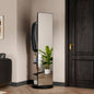 360 Rotating 69x16 Multifunctional Full Length Mirror with Hook Storage Rack Coat Rack with Mirror Solid Wood Floor Mirror Bedroom Living Room Cloakroom Space Saving walnut
