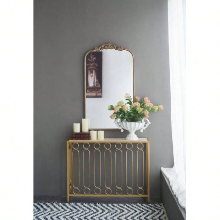 24x 42 Gold Arch Mirror, Baroque Inspired Wall Decor Bathroom Bedroom Living Room