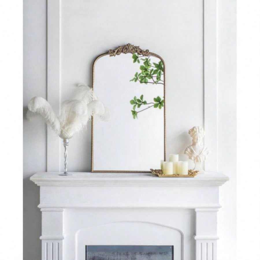 24x 42 Gold Arch Mirror, Baroque Inspired Wall Decor Bathroom Bedroom Living Room