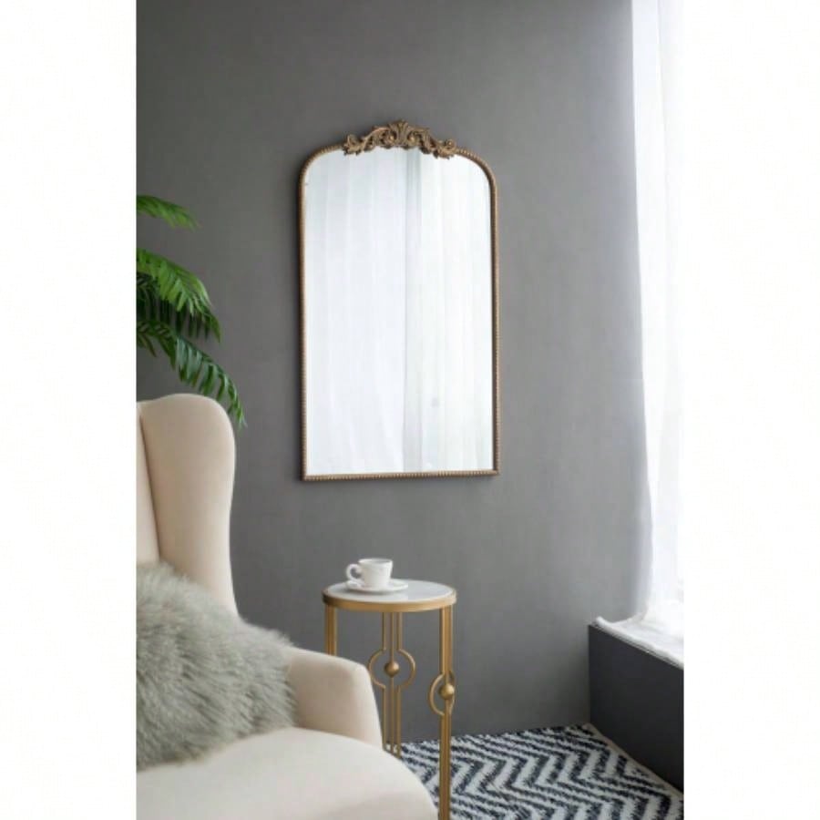 24x 42 Gold Arch Mirror, Baroque Inspired Wall Decor Bathroom Bedroom Living Room