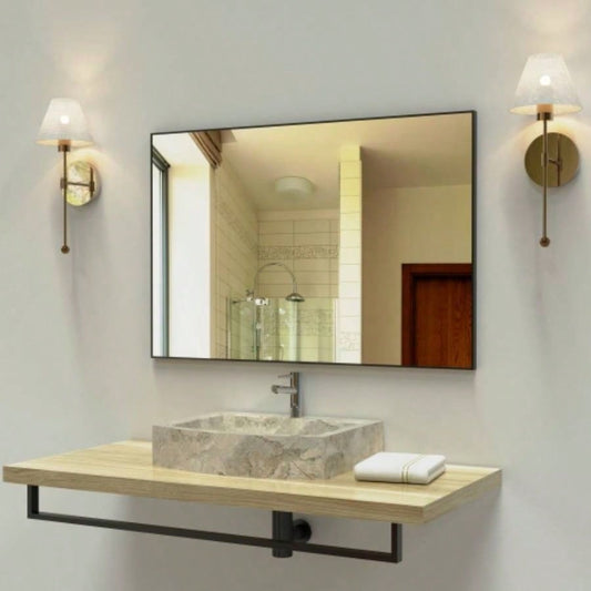60x40 Oversized Modern Rectangle Bathroom Mirror with Silver Frame Decorative Large Wall Mirrors Bathroom Living Room Bedroom Vertical or Horizontal Wall Mounted mirror with Aluminum Frame