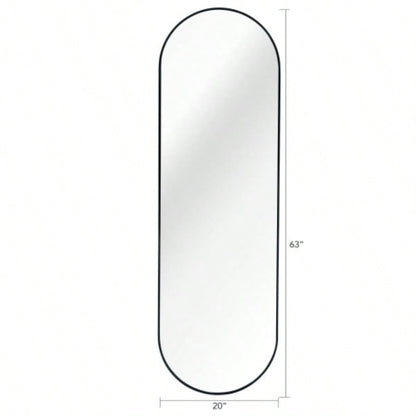 Black 63x 20IN Pill Shaped Full Lenghth Mirror or Bathroom mirror