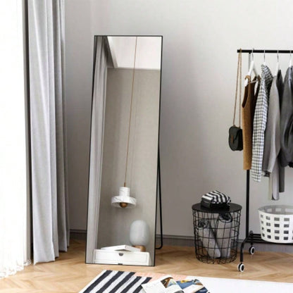 HOMCOM Full Length Glass Mirror, Freestanding or Wall Mounted Dress Mirror Bedroom, Living Room, Bathroom, 19.75x 63.5 Black