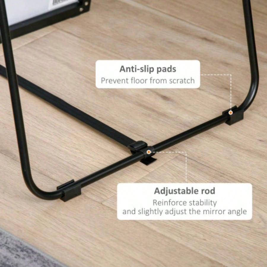 HOMCOM Full Length Glass Mirror, Freestanding or Wall Mounted Dress Mirror Bedroom, Living Room, Bathroom, 19.75x 63.5 Black