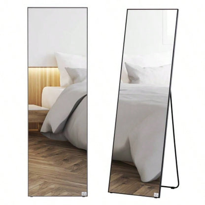 HOMCOM Full Length Glass Mirror, Freestanding or Wall Mounted Dress Mirror Bedroom, Living Room, Bathroom, 19.75x 63.5 Black