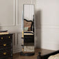 360 Rotating 66x14 Multifunctional Full Length Mirror with Hook Storage Rack Coat Rack with Mirror Solid Wood Floor Mirror Bedroom Living Room Cloakroom Space Saving wh