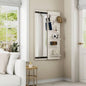 Wall Mounted Full Length Mirror, Full Body Mirror with Shelf, Full Body Mirror with Hook Wall Mounted Mirror with Multifunctional Design Panel, Bedroom/Living Room/Entrance White47.6*15.7in