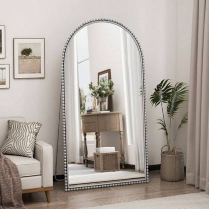 Iron Arch Retro Full Length Mirror With Supporting Feet, Living Room, Bedroom Silver