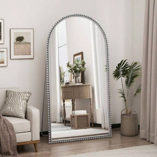 Iron Arch Retro Full Length Mirror With Supporting Feet, Living Room, Bedroom Silver