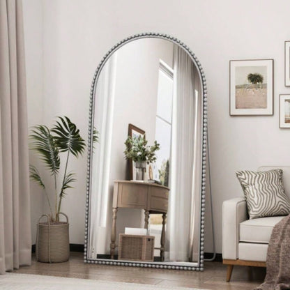 Iron Arch Retro Full Length Mirror With Supporting Feet, Living Room, Bedroom Silver