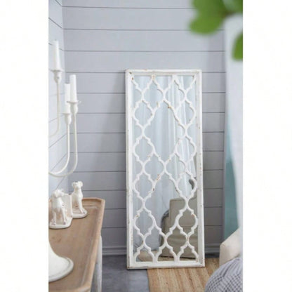 24x 60 Distressed White Floor Mirror, Full Body Mirror Bathroom Bedroom Living Room