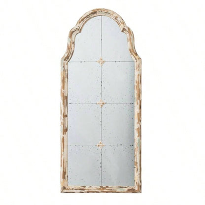 22x 48 Large Gold Framed Wall Mirror, Wood Arched Mirror with Decorative Window Look Living Room, Bathroom, Entryway