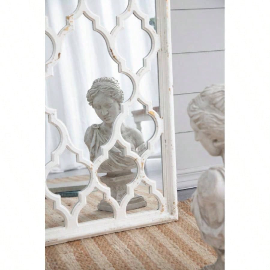 24x 60 Distressed White Floor Mirror, Full Body Mirror Bathroom Bedroom Living Room