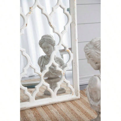 24x 60 Distressed White Floor Mirror, Full Body Mirror Bathroom Bedroom Living Room