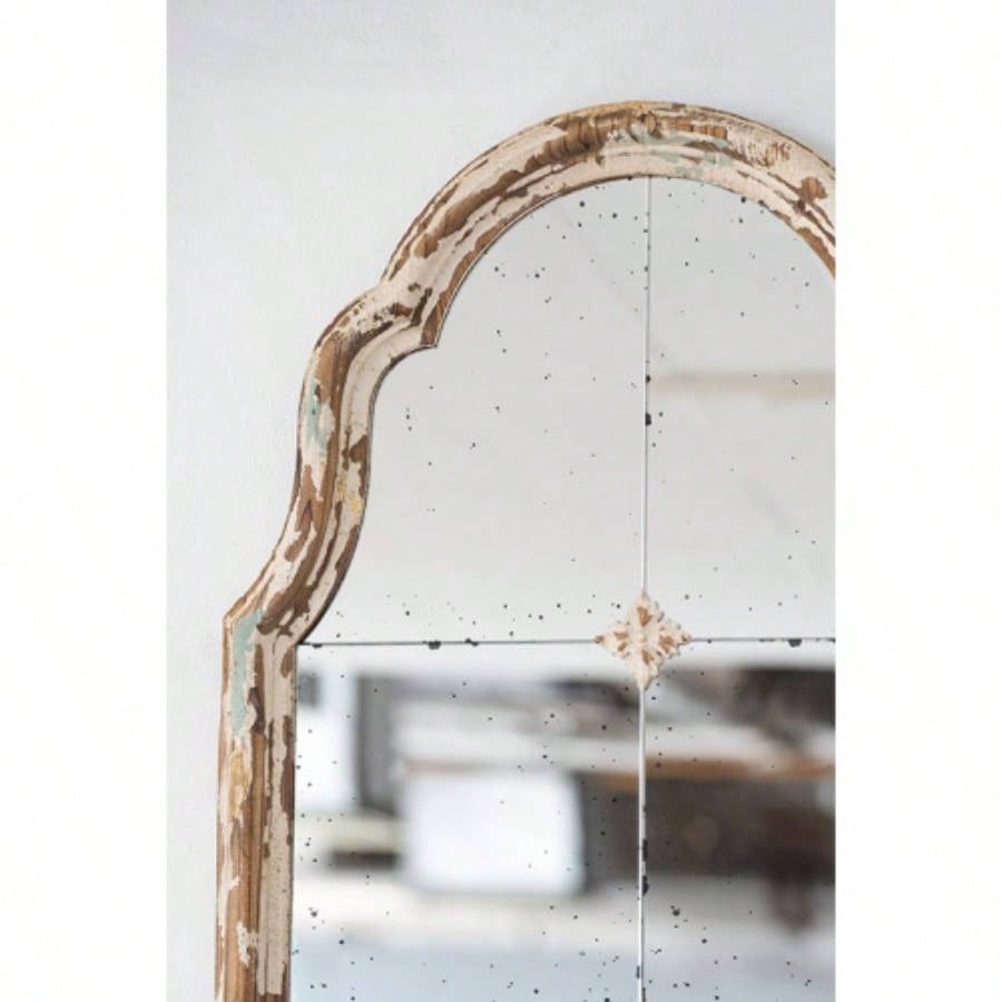 22x 48 Large Gold Framed Wall Mirror, Wood Arched Mirror with Decorative Window Look Living Room, Bathroom, Entryway