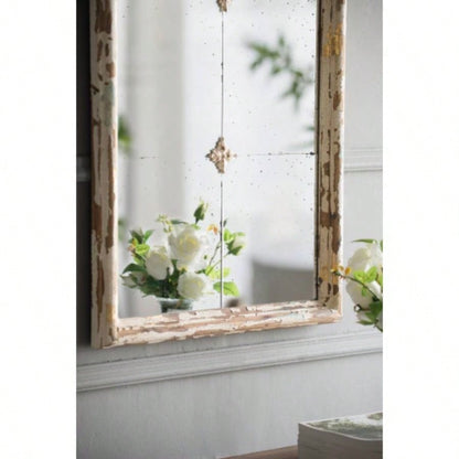 22x 48 Large Gold Framed Wall Mirror, Wood Arched Mirror with Decorative Window Look Living Room, Bathroom, Entryway