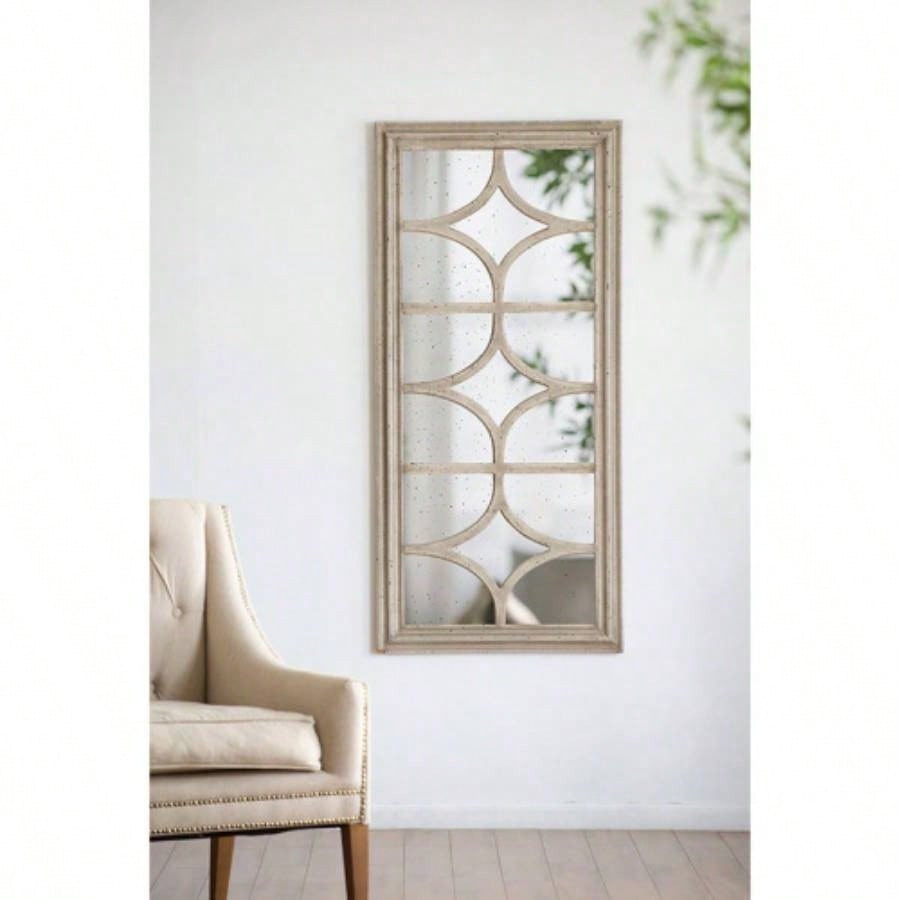 24x 60 Distressed White Floor Mirror, Full Body Mirror Bathroom Bedroom Living Room